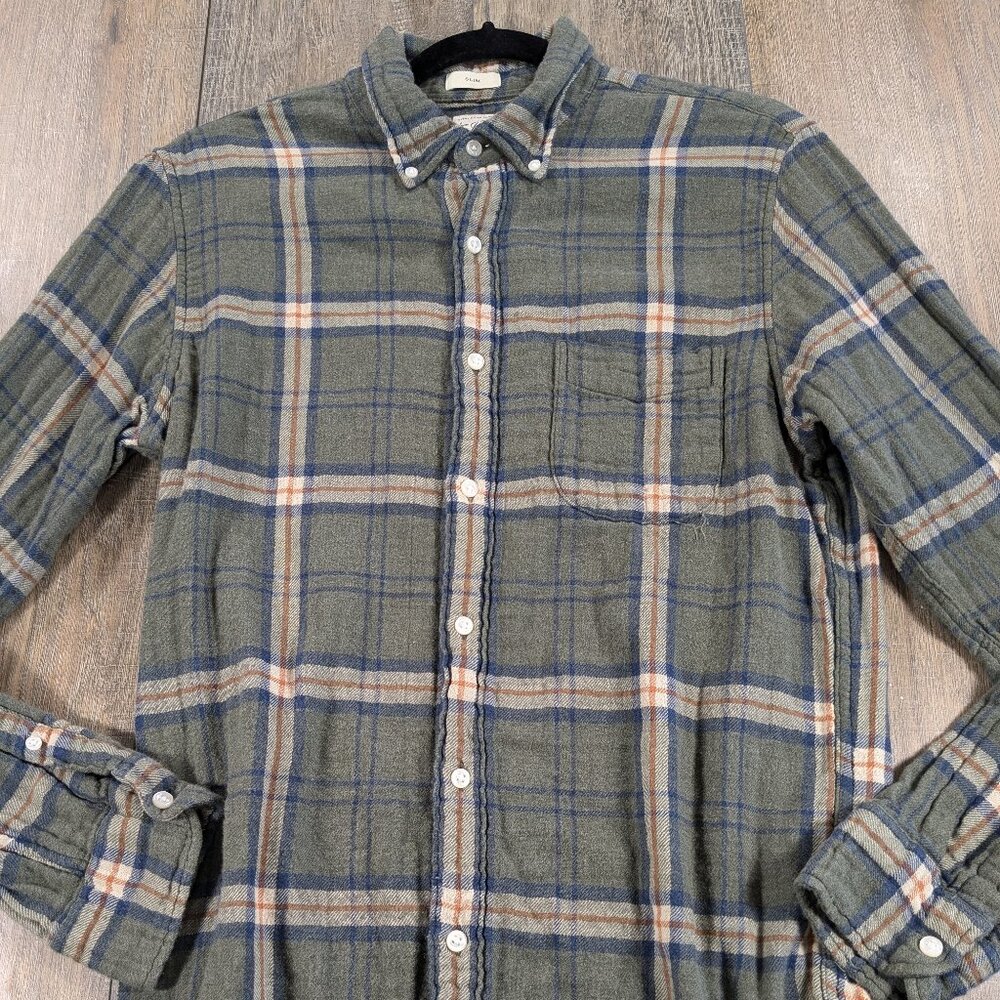 J. Crew Green and Blue Casual Button Down Shirt